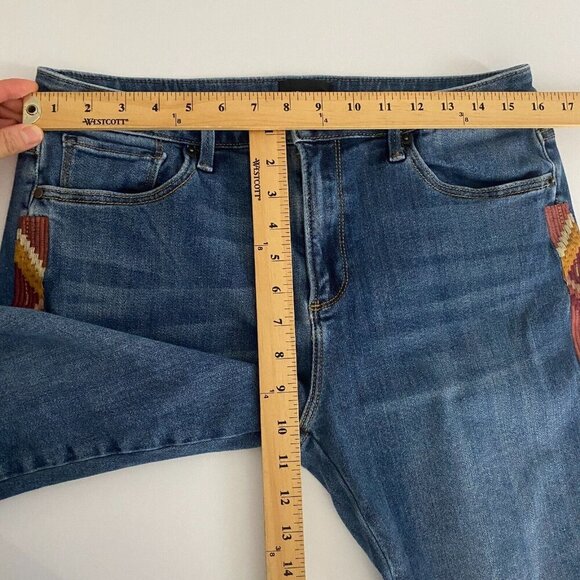 Driftwood Jackie Skinny Ankle Jeans Womens 31 Embroidered Aztec Side Stripe - Picture 8 of 10